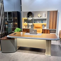 Muebles de Oficina, Escritorio Ejecutivo de Madera, Minimalista, Elegante, Lujoso, Robusto, Multifuncional, con Almacenamiento
