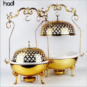 Tampa suspensa redonda dourada, de alta qualidade, buquê, domo, alimentos, aquecedor de cerâmica - Product Image 5