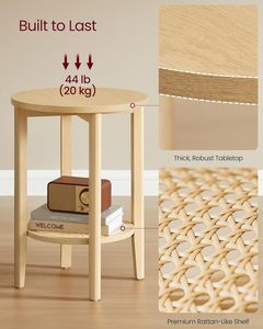<span class=keywords><strong>Table</strong></span> <span class=keywords><strong>de</strong></span> <span class=keywords><strong>chevet</strong></span> à 2 niveaux aspect rotin pour chambre et appartement, design éco-responsable, style bohème - Product Image 6
