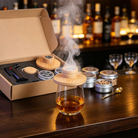 Kit de fumage pour boissons en bois personnalisé, cadeau de Noël pour les amateurs de bourbon, cocktails et whisky, outil de fumage pour bar avec copeaux de bois et torche