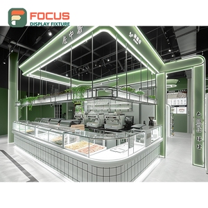 ตู้โชว์ร้านกาแฟแบบตั้งพื้น ตกแต่งด้วยวอลนัท สำหรับร้านค้าปลีก ตู้โชว์ร้านกาแฟเชิงพาณิชย์ - Product Image 1