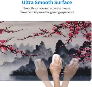 Grand tapis <span class=keywords><strong>de</strong></span> souris, tapis <span class=keywords><strong>de</strong></span> souris étendu avec peinture à l'<span class=keywords><strong>aquarelle</strong></span> Sakura, base en caoutchouc antidérapante avec motif <span class=keywords><strong>de</strong></span> fleurs <span class=keywords><strong>de</strong></span> cerisier - Product Image 3