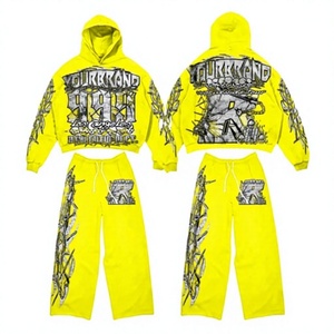 Conjunto Deportivo de Sudadera con Capucha Azul Estilo Hip Hop, Sudadera con Capucha y Pantalones de Corte Regular, 2 Piezas, Ropa Urbana Unisex, Resistente al Viento, 100% Algodón - Product Image 5