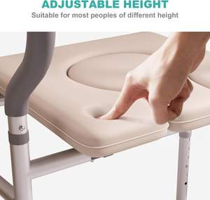 ที่นั่งชักโครกยกสูงขึ้นพร้อมที่จับที่ยกสูงขึ้นสำหรับผู้สูงอายุที่ปรับความสูงและความกว้างได้สำหรับผู้สูงอายุผู้สูงอายุชั้นวางในห้องน้ำที่ตั้งครรภ์ - Product Image 5