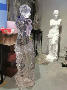 Sculpture lumineuse en résine transparente, modèle de corps humain, figurine de bienvenue, ornement de dessin animé sur pied, artisanat domestique sur mesure - Product Image 1