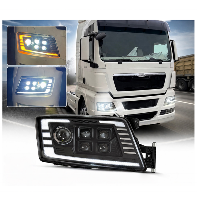 Latest Upgraded 5 Lens Matrix LED Headlight Projector for MAN TGX TGS TGL 24V Truck Full LED Headlamp OE 8125106496 8125106497