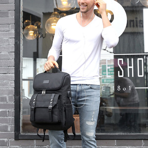 <b>Black</b> Softback <b>Backpack</b> 36-55L <b>Waterproof</b> With Computer Compartment For Men Outdoor Travel Minimalist Design - Product Image 2
