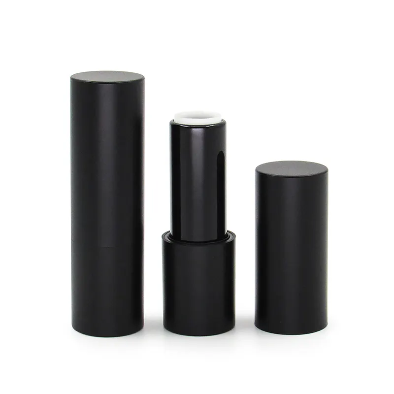 Groothandel Ronde Cosmetische Lege Lippenstift Buis Met Magnetische, Plastic Zwarte Lippenstift Container Verpakking, Ondersteuning Custom Verwerking