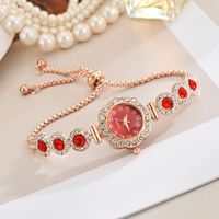 Elegante Reloj de Pulsera Ajustable con Incrustaciones de Circonitas en Forma de Flor, Chapado en Oro Rosa, para Mujer, con Logotipo Personalizado