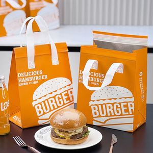 Bolsas Desechables Personalizadas, Resistentes, Impermeables, de Papel de Aluminio, Aislantes Térmicas, con Asa Larga para Alimentos Calientes y Fríos, como Hamburguesas - Product Image 1
