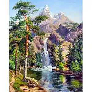 Cross Stitch Landschaftsserie Berge fließendes Wasser frischer literarischer Hintergrund Kunst dekoratives Malen handgefertigte Stickerei-Kits