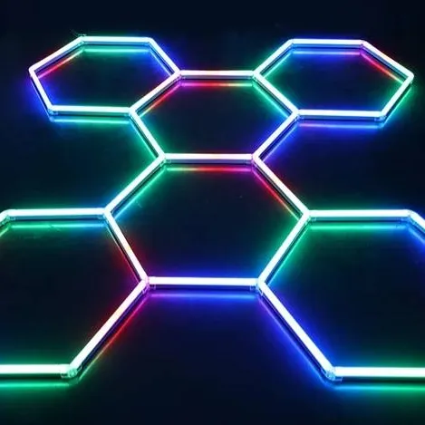 Rgb panel gece dokunmatik hexagone duvar açık gri karo halı led panel altıgen tek yön