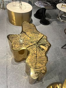 Table basse <span class=keywords><strong>de</strong></span> luxe MR Brand en acier inoxydable doré brillant, design moderne, facile à nettoyer, pour salon, villa, <span class=keywords><strong>maison</strong></span> - Product Image 3