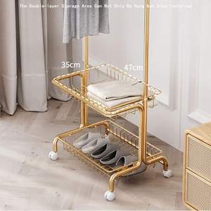 Custom LOGO Salon Gold Metal Human Hair Rack Wig Shop Display Shelf Floor Standing Hair Extension Display <b>Stand</b> - Product Image 5