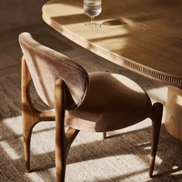 Chaises de salle à manger en velours marron, structure en bois massif, contemporaines pour la maison et l'usage commercial