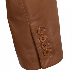 Blazer de sport en cuir d'agneau véritable avec fermeture à boutons classique pour hommes - Product Image 2