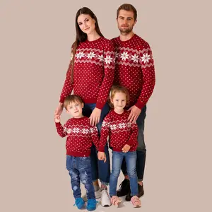 Individueller FNJIA Familie Weihnachtspullover pullover für Damen Familien-Design Damenpullover Jacquard Unisex Weihnachtspullover