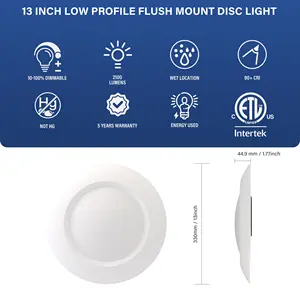 13 Inch Dimmable LED Disk Lights 2100LM LED Surface Mount Light 5CCT Selectable Easy Installation Kitchen/Room/Hallway/Office