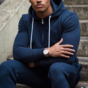 ชุดวอร์มผ้าฝ้ายมีซิปสำหรับผู้ชายชุดออกกำลังกายแขนยาวผ้าฟลีซ - Product Image 4