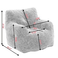 Fauteuil pouf moderne en velours moelleux, une place, pour salon, couleur personnalisable, capitonné, en tissu à mémoire de forme, compression sous vide