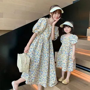 Wholesale Mother Daughter Children's Fashionable Printed Fragmented Flower Fashion Girl Baby Princess Dress