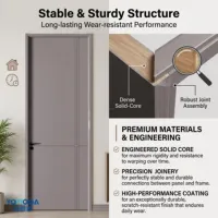Puerta Moderna de Madera Sólida con Acabado Impermeable en Polvo, Tamaños y Colores Personalizables para Uso Interior en Hoteles, Hogares y Baños
