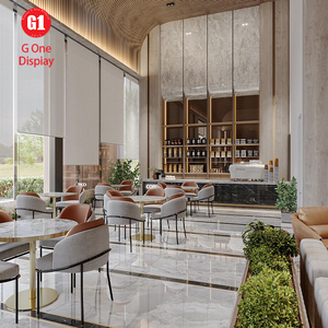 Diseño de Muebles de Lujo para Vestíbulo de Hotel, Soportes de Exhibición LED Metálicos Personalizados, Renovación Moderna del Área de Recepción, Exhibición de Obras de Arte de Alta Gama - Product Image 3