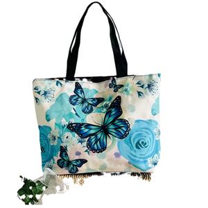 <span class=keywords><strong>Borsa</strong></span> Tote in tela farfalla <span class=keywords><strong>viola</strong></span> carina estetica per le donne <span class=keywords><strong>borsa</strong></span> della spesa per la scuola borse a tracolla con manico alto grande Tote - Product Image 5
