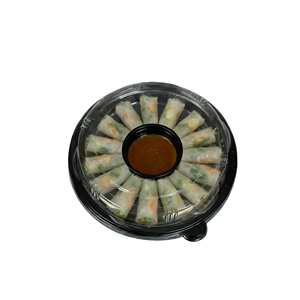 Mini Bandeja para Sushi Desechable de Plástico PET Dorado, Contenedor Redondo Personalizado de 5/<span class=keywords><strong>6</strong></span> Pulgadas para Pastel, Caja de Empaque para Sushi y Rollitos Primavera con Tapa - Product Image 4