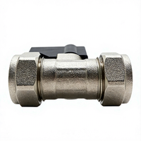Vanne à boisseau sphérique en laiton D1035 pour gaz, à commande manuelle, extrémités à compression, poignée courte noire, vanne d'isolement, personnalisable OEM
