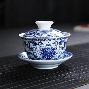 Service à thé en porcelaine de Chine Tasse à thé en céramique bleue et blanche <span class=keywords><strong>Gaiwan</strong></span> - Product Image 5