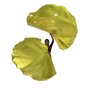 Juego de accesorios de baile coloridos Abanicos de seda grandes para espectáculos de escenario para danza del vientre moderna Latina Traje a juego - Product Image 4