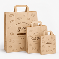 Fabricante de Bolsas de Papel Personalizadas Clásicas con Asa Plana OEM, Bolsa de Compras de Papel Kraft Blanca y Marrón para Restaurante, Pizza, Ensaladas