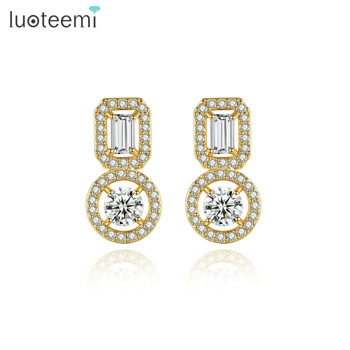 LUOTEEMI Popular Design Fashion Gold Jewelry Hot Sale Earing Diamond Landy Trendy 2022 Short Fashionable Stud Earring