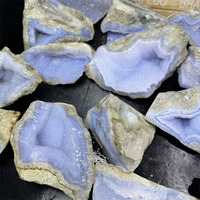 Cristales Naturales Fengshui de Alta Calidad, Piedra Curativa Hecha a Mano, Geoda de Ágata de Encaje Azul para Decoración