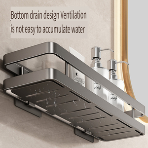 Étagère murale moderne à double niveau en acier inoxydable pour salle de bain, avec design étanche et non pliable - Product Image 5