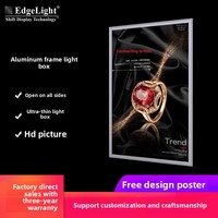 Boîte à lumière LED murale, panneau publicitaire en acrylique avec profil en aluminium, liste de prix, ouverture sur quatre côtés, ultra-mince, publicité, modèle AF14A