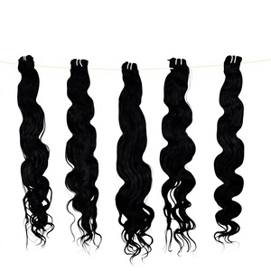 100% Machine Double Trame Naturel Bodywave Indien Non Transformé Noir Vierge Bundles Vague Styles Temple Extensions de Cheveux Humains - Product Image 1