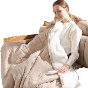 Couverture chauffante électrique double pour l'hiver, usage domestique, 62"x84", motif blé, flanelle ultra-douce, sherpa épais, <span class=keywords><strong>réversible</strong></span>, 5 niveaux de chaleur - Product Image 1