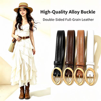 Ceinture en cuir pleine fleur double face pour femme, design de niche, boucle ardillon en alliage de luxe, personnalisation flexible du logo, marque, faible MOQ