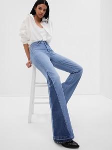 Cao Tăng vá '70s Flare Jeans Với Washwell Jeans Với Trở Lại Flap Túi Jeans Với Đá - Product Image 4