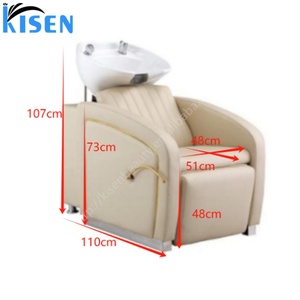Fauteuil de lavage Kisen en cuir PU de luxe moderne avec cuvette en céramique pour salons de coiffure, hôtels et salles de bain - Product Image 3