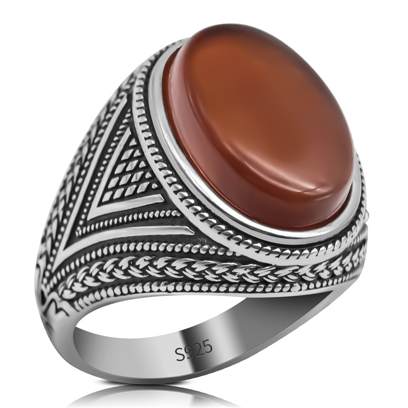 Personnaliser Retro Band Style Band Black Onyx Red Agate
