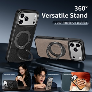 เคสโทรศัพท์มือถือหนัง PU แบบแม่เหล็กสำหรับธุรกิจ สำหรับ iPhone 17 15 16 Pro Max พร้อม 360 °   ฝาครอบกันกระแทกแบบวงแหวนโลหะ - Product Image 5