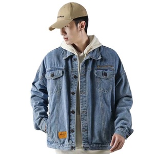 Fabricant OEM personnalisé bleu noir veste en jean à revers pour hommes manteau en jean à manches longues vêtements vintage pour hommes veste en jean en vrac - Product Image 1