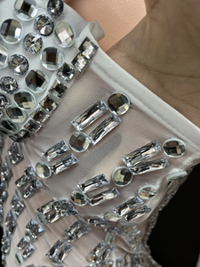 Novance Y5107 <span class=keywords><strong>Abito</strong></span> da Sera Lungo Bianco con Nappe per <span class=keywords><strong>Donna</strong></span>, Spalline Sottili, Strass, Vestito per Feste di <span class=keywords><strong>Laurea</strong></span> - Product Image 5