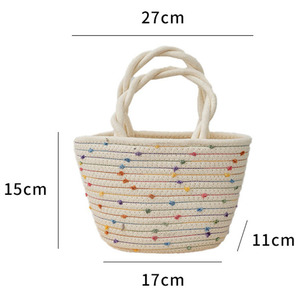 Bolso tejido de playa de viaje, cesta tejida, bolso de hombro, cuerda de algodón, tejido de ganchillo, macramé, Cubo de almacenamiento, bolsa de playa - Product Image 5