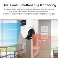 Kamera Dome Nirkabel Okam Pro Dual Lens 6MP untuk Keamanan Rumah Dalam Ruangan, Penglihatan Malam Berwarna, Audio Dua Arah, Deteksi Gerakan Pan-Tilt