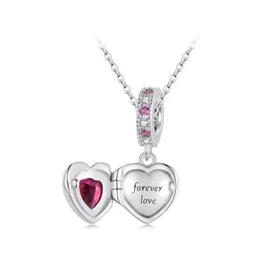 S925 sterling silver heart-shaped jewelry that can be opened Forever Love necklace for women