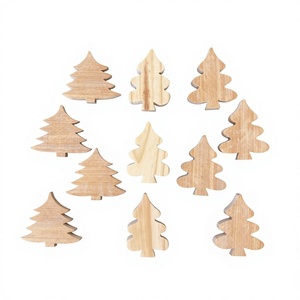 Décoration de Noël en bois faite à la main, arbre de Noël en bois naturel pour la décoration de la maison, ornement de table pour les fêtes de Noël - Product Image 1